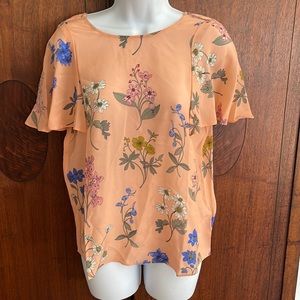 NWT J. Crew Silk Flutter Sleeve Floral Blouse